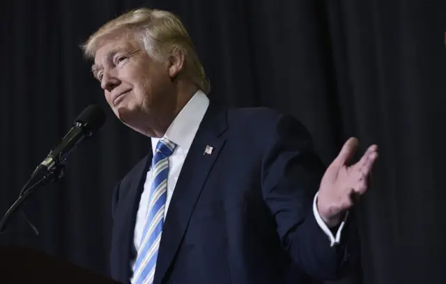 Republican presidential nominee Donald Trump speaks during a rally in the Robarts Arena of the Sarasota Fairgrounds on November 7, 2016 in Sarasota, Florida