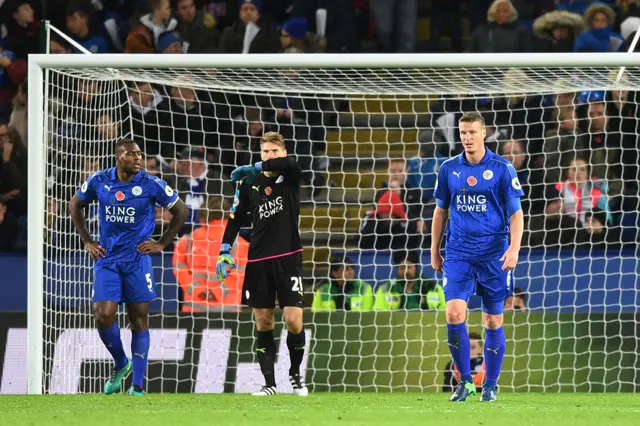 Wes Morgan, Ron-Robert Zieler and Robert Huth