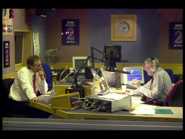 Sir Jimmy Young interviewing Tony Blair in 2001