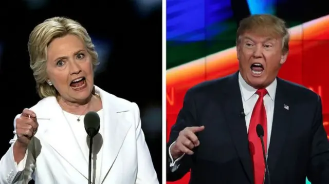 US Presidential Candidates Hillary Clinton (L) and Donald Trump