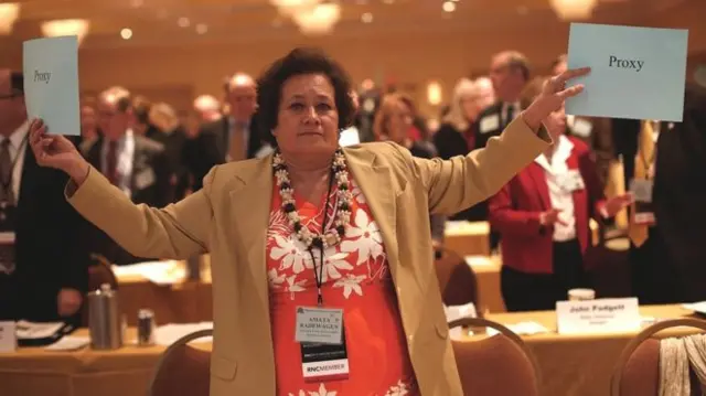 An American Samoa delegate at the Republican National Convention