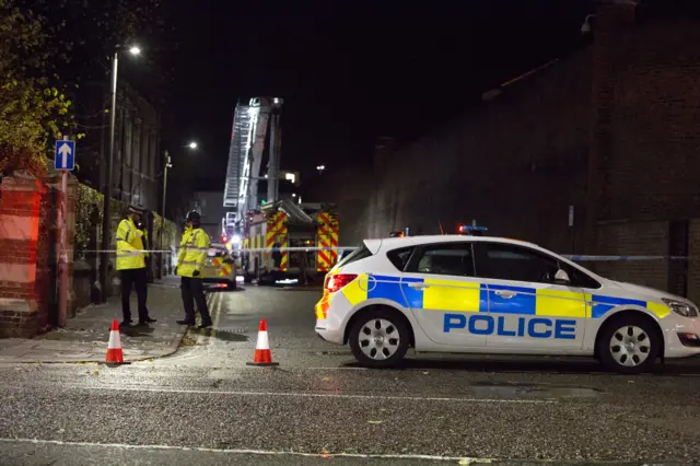 Police and Fire crews at Bedford Prison