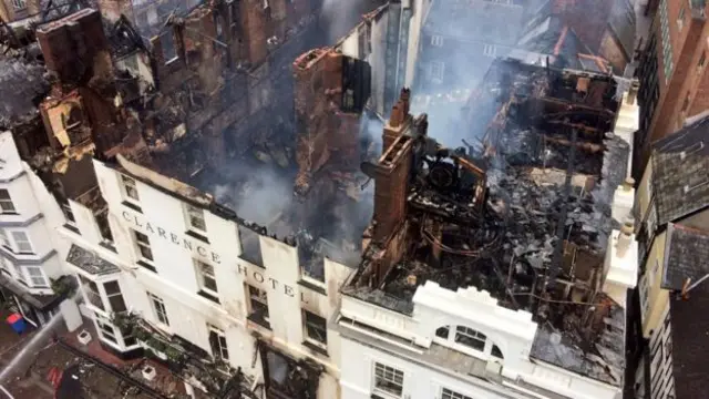 Royal Clarence Hotel fire damage