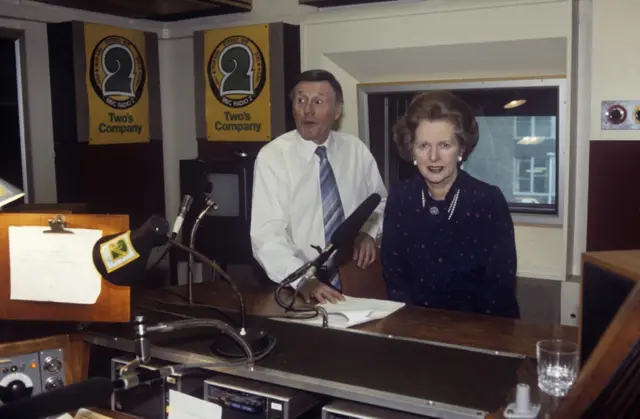 Sir Jimmy Young with Margaret Thatcher in 1980