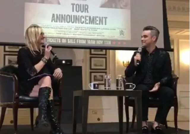 Robbie Williams speaking to Jo Whiley