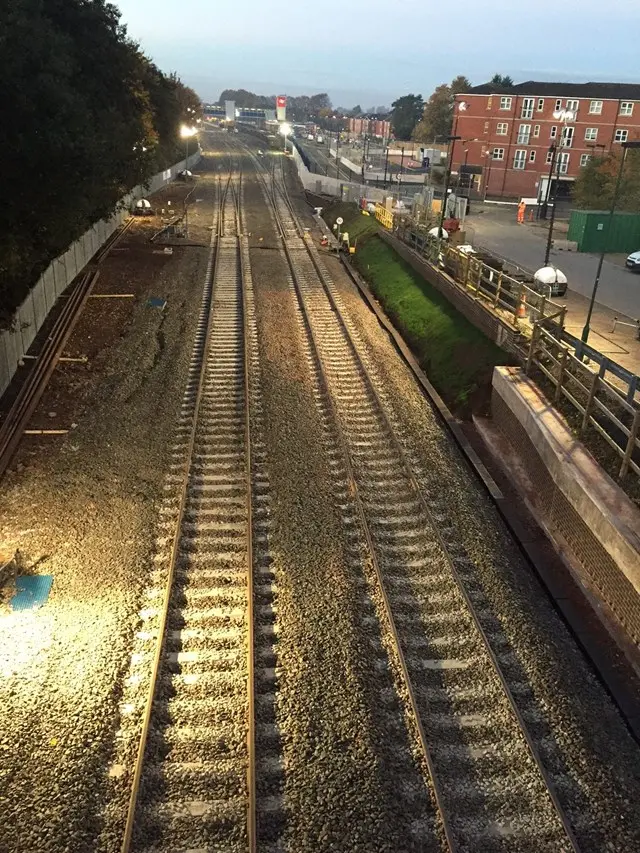 The completed track north of Bromsgrove station