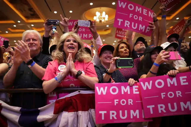 Supporters cheer for Republican presidential nominee Donald Trump during a campaign rally at The Venetian Las Vegas October 30, 2016 in Las Vegas, Nevada.