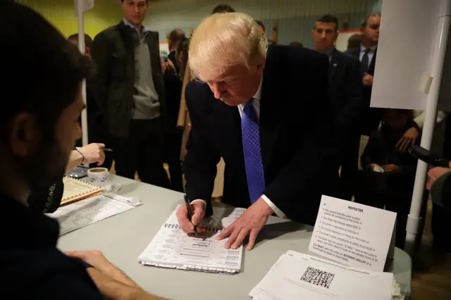 Donald Trump votes in New York, 8 November