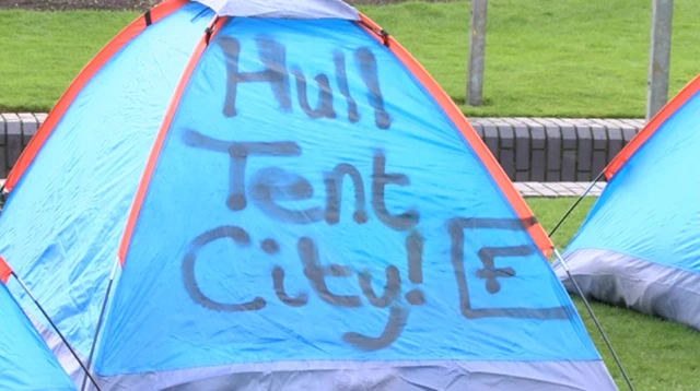 A tent in Hull city centre