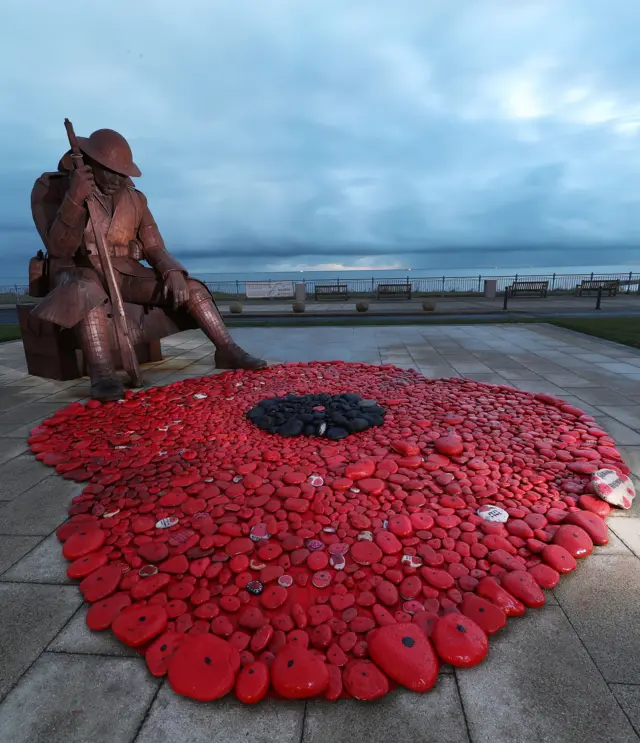 Painted pebbles in Seaham