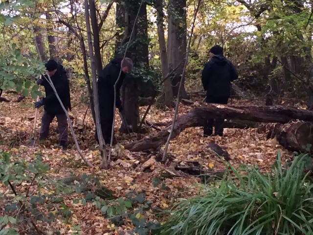 Police searching undergrowth