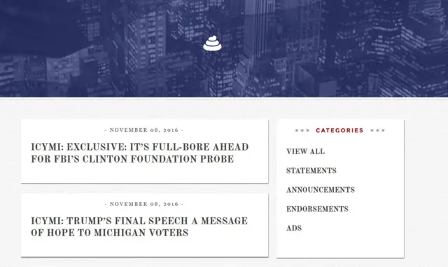 Trump's website had a cartoon poop emoji on it earlier this evening