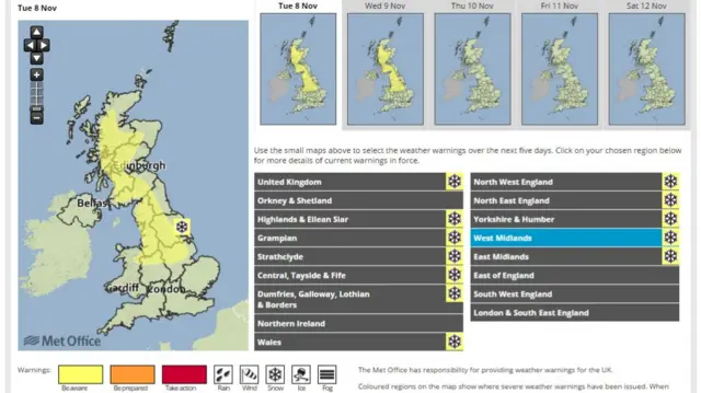 Met office warnings