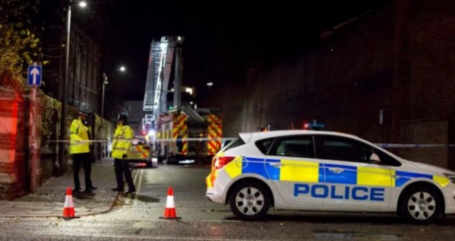 Emergency services outside Bedford Prison