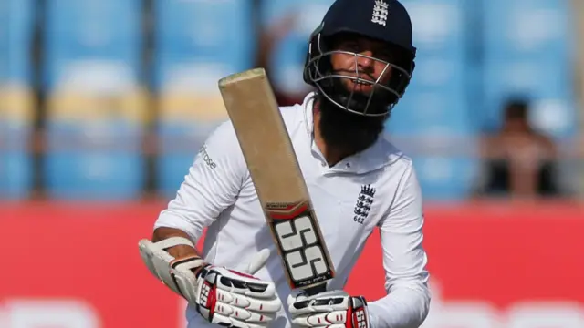 Moeen Ali bats on day one