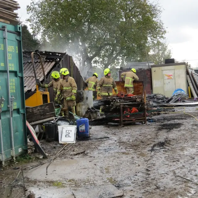 Firefighters at scene of fire