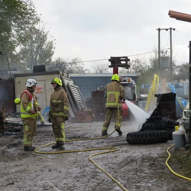 Firefighters at scene of fire