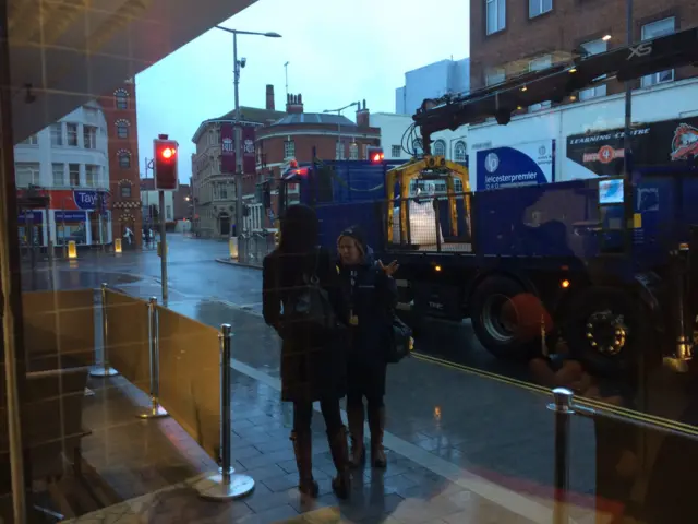 Helen talking to woman in Leicester