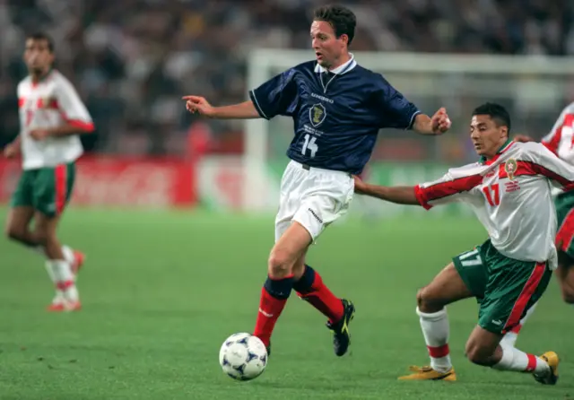 Former Scotland midfielder Paul Lambert in action at France 98