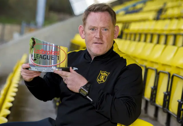 Livingston's David Hopkin with his Ladbrokes award