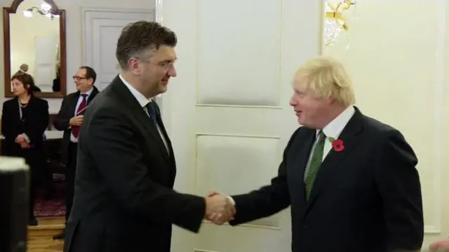 Andrej Plenkovic and Boris Johnson in Zagreb