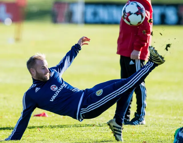 Barry Bannan kicks out at Scotland training