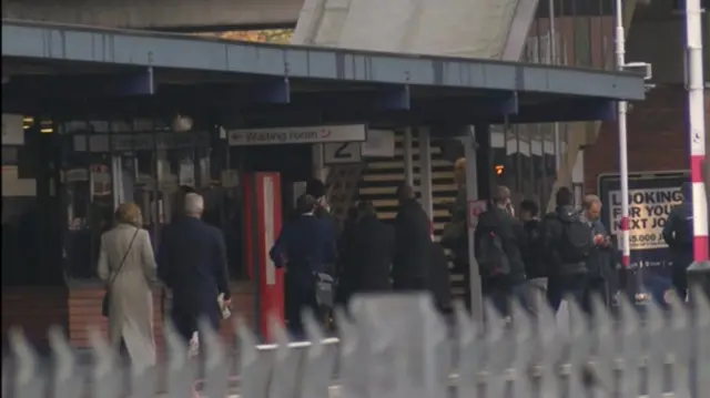 Commuters at Bedford railway station