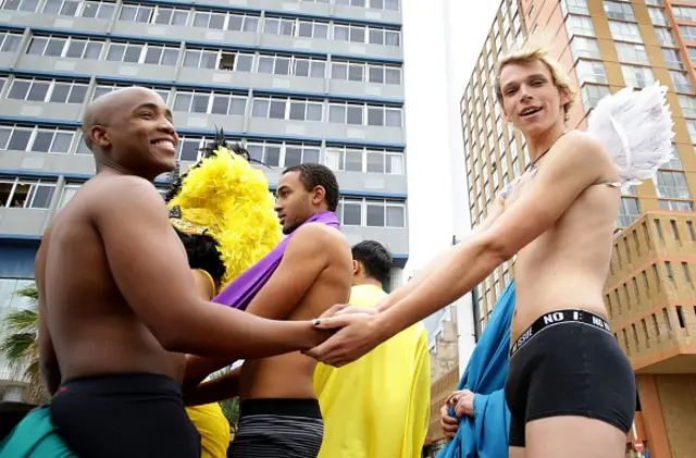 Members of the South African Lesbian, Gay, Bisexual and Transgender (LGBT) community take part in the annual Gay Pride Parade at Durban's North Beach as part of the three-day Durban Pride Festival in Durban, on June 27, 2015