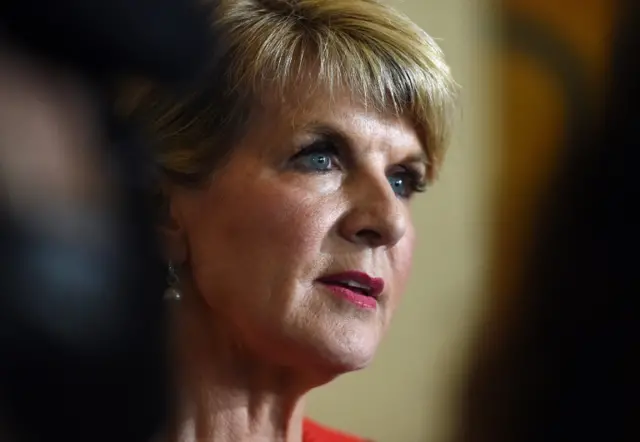 Australian Minister for Foreign Affairs Julie Bishop at a press conference at Parliament House in Canberra, Australian Capital Territory, Australia, 9 November 2016.