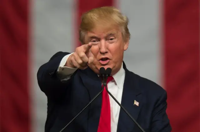 Donald Trump speaks during a campaign rally in North Charleston, South Carolina