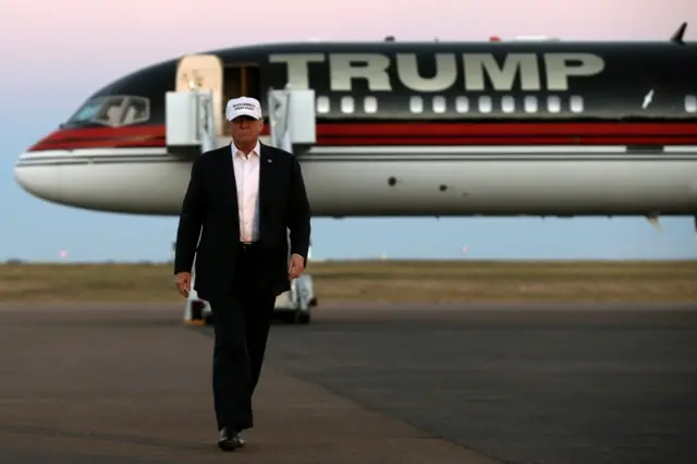 Donald Trump and his plane