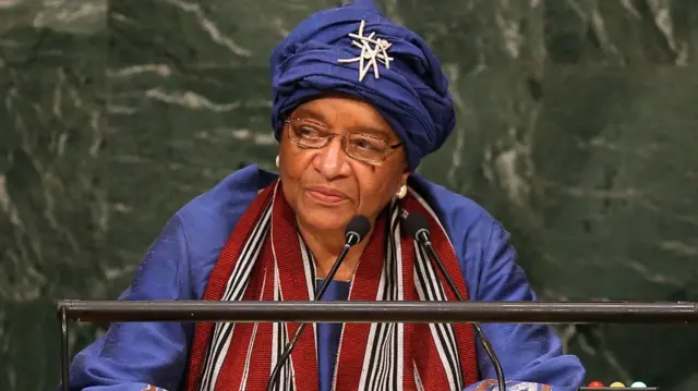 Liberia's president Ellen Johnson Sirleaf addressing a UN general assembly.