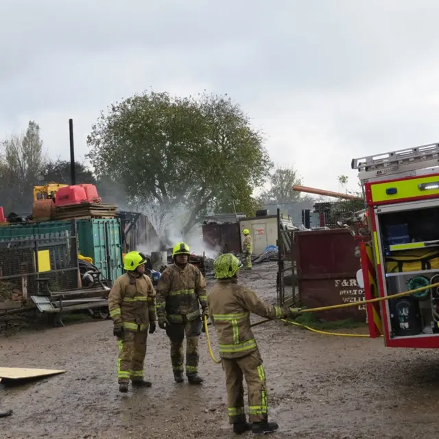 Firefighters at scene of fire