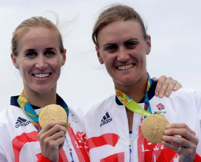 Helen Glover and Heather Stanning. Pic: AP