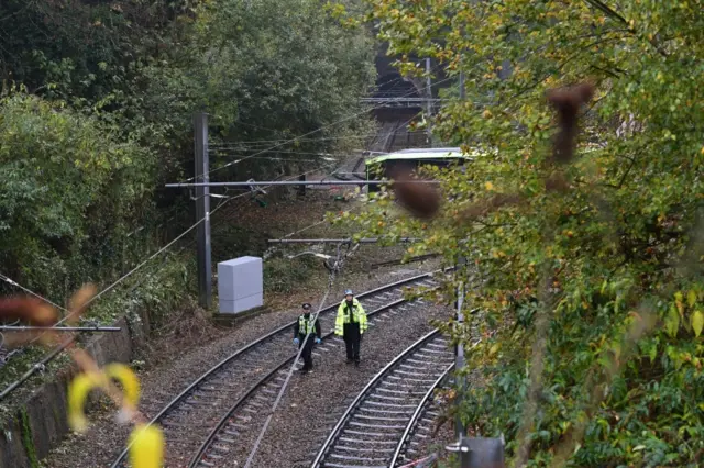 Overturned tram