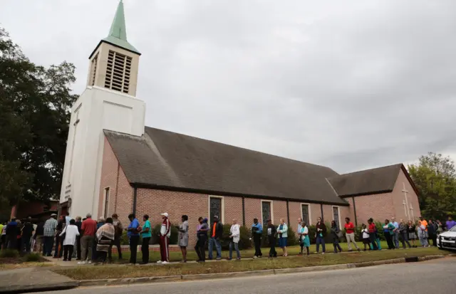 Residents in the city of Mobile queued to vote earlier today