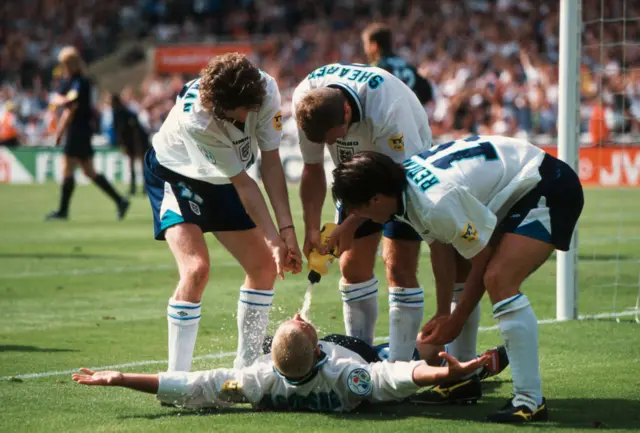 Gascoigne celebrates goal at Euro 96