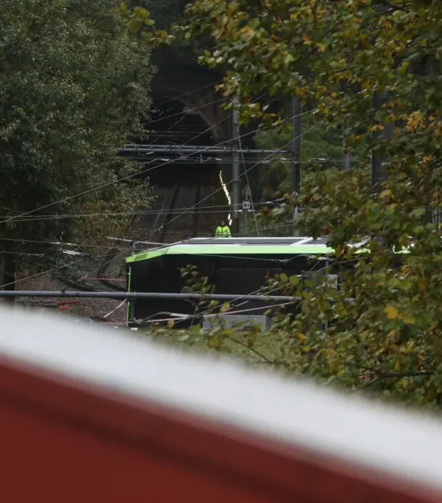 Overturned tram