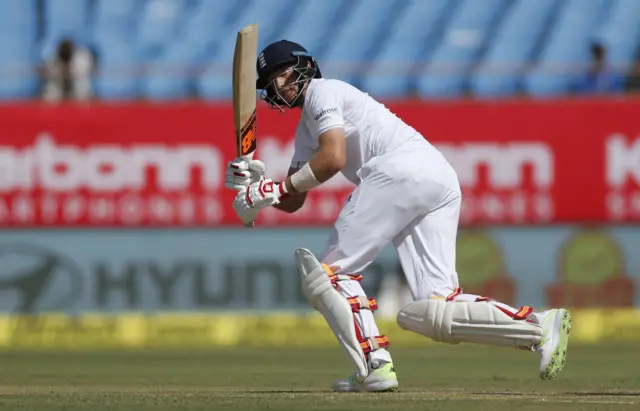 Joe Root plays a shot