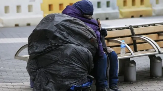 Rough sleeper on bench