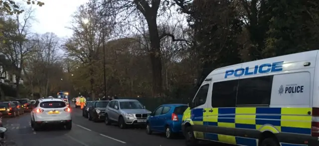 Police and Amey workers on Rustlings Road