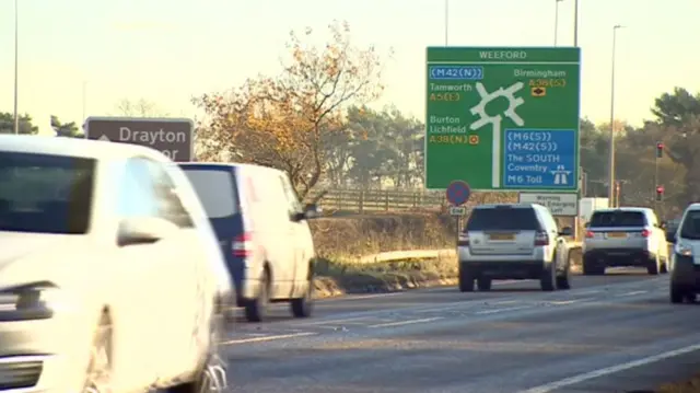 The A5 near Lichfield