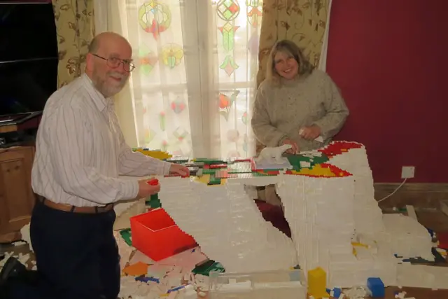 Lego polar bear being constructed