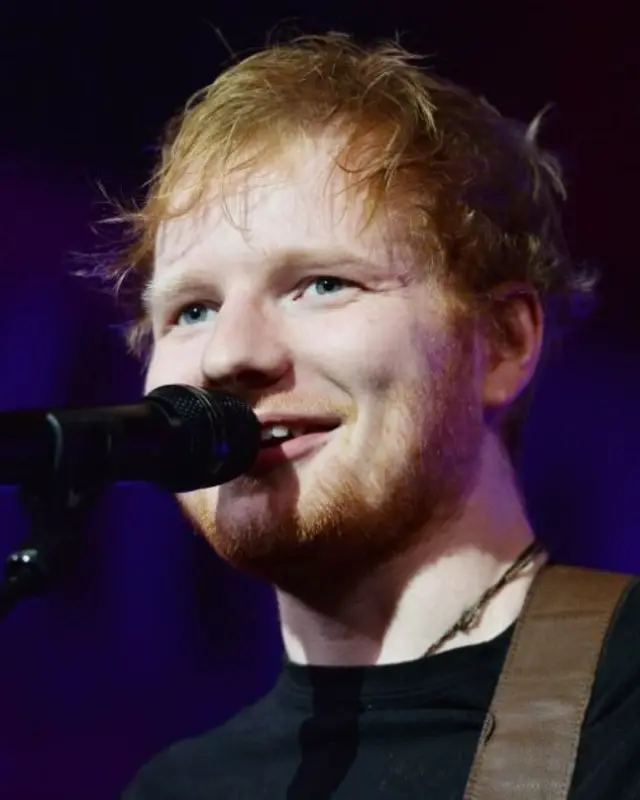 Ed Sheeran on stage at the Natural History Museum last night