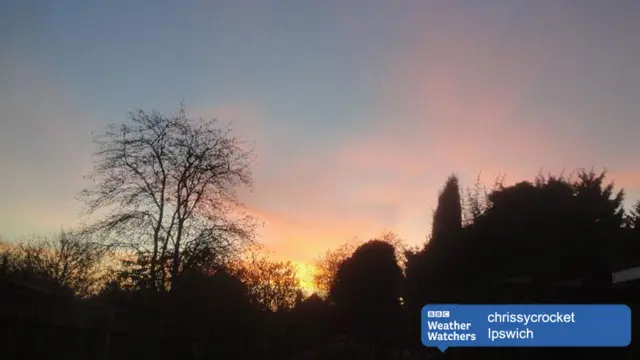 Weather Watchers picture of sunset over Ipswich