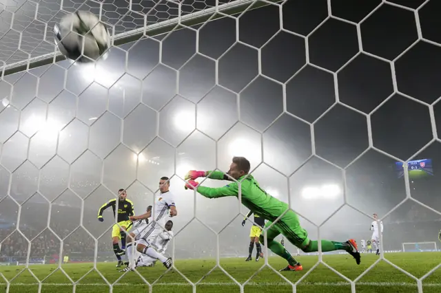 Lucas Perez scores for Arsenal v FC Basel