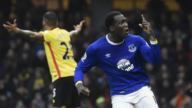 Romelu Lukaku celebrates scoring