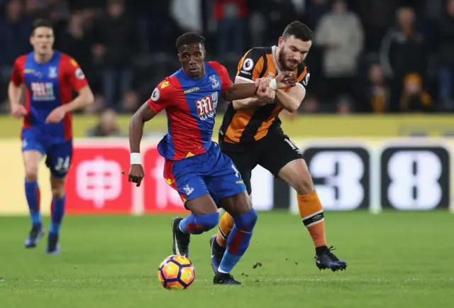 Wilfried Zaha of Crystal Palace in action