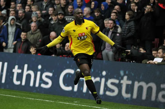 Stefano Okaka celebrates