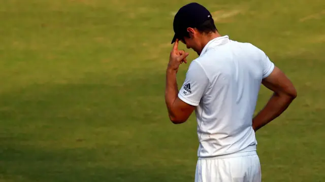 Alastair Cook reacts